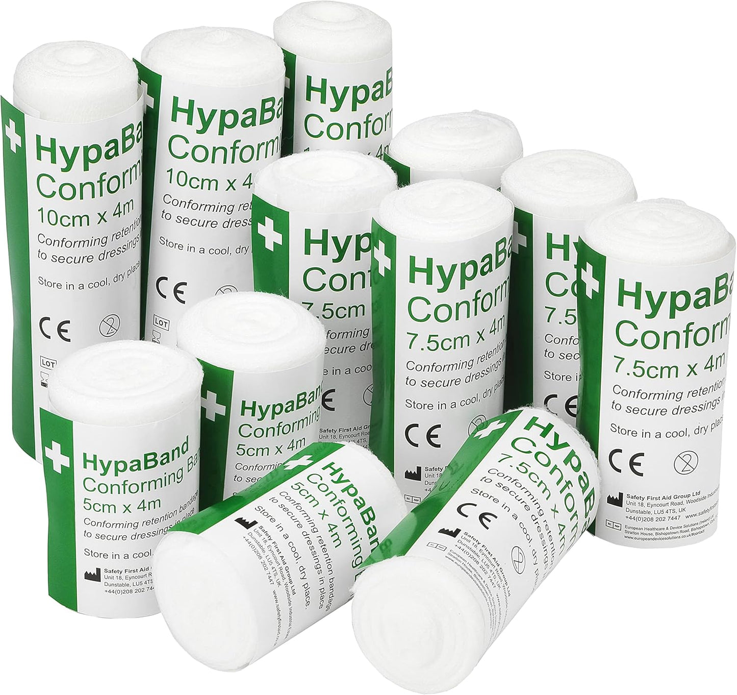 White HypaBand Conforming Bandages, Assorted - Pack of 12