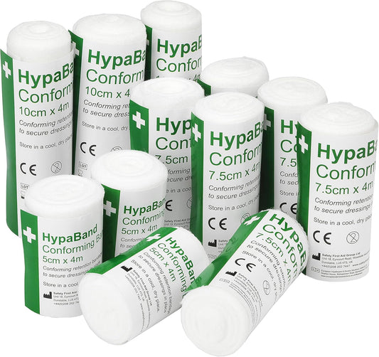 White HypaBand Conforming Bandages, Assorted - Pack of 12