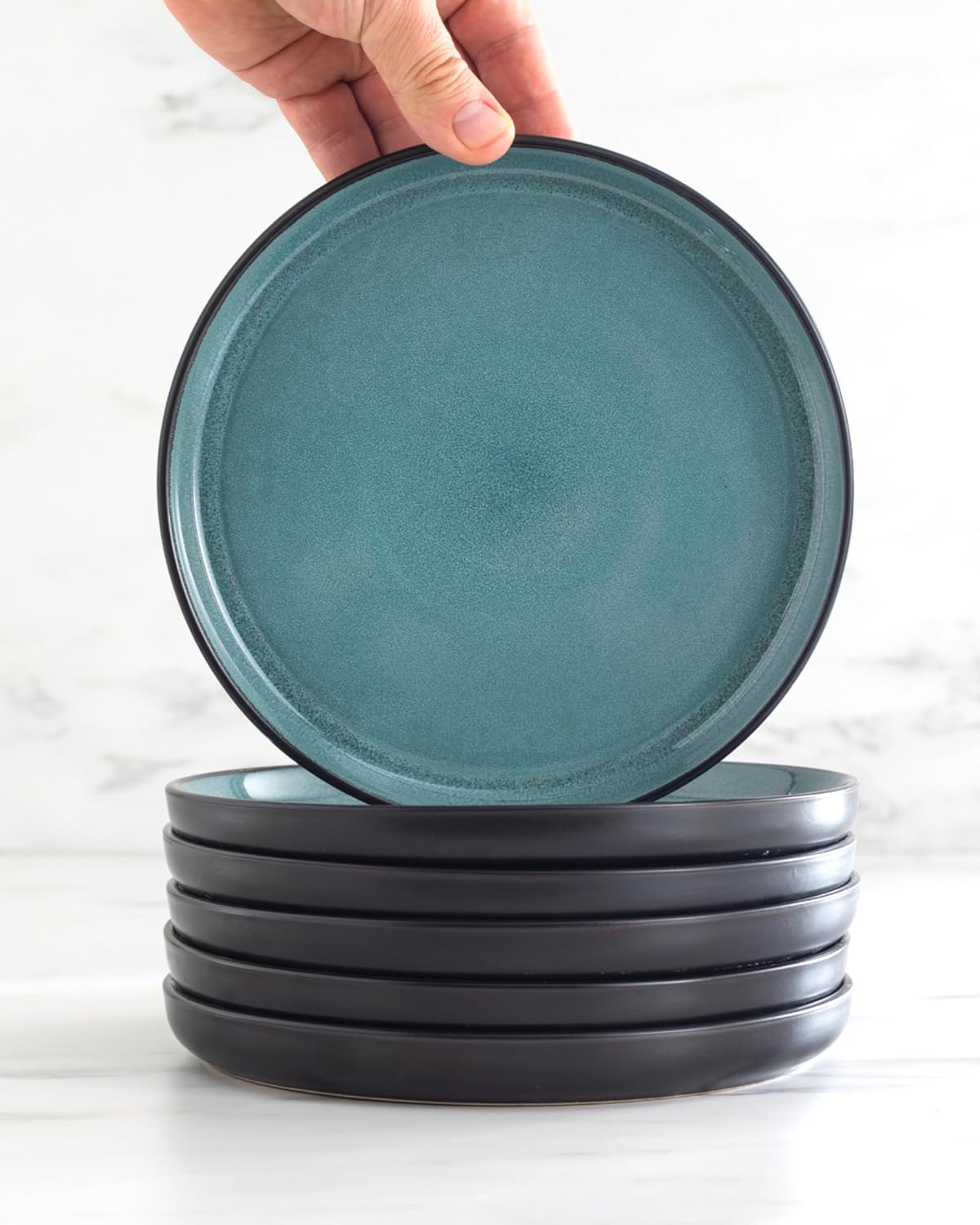 24-Piece Stoneware Dinner Set for 6 – Mediterranean Style, Microwave & Dishwasher Safe
