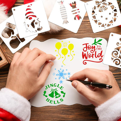OOTSR 60pcs Christmas Stencils for Painting,3in Reusable Stencils for Crafts on Wood Wall Home Decor Santa Candy Sonwmen Craft Art Supplies