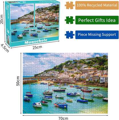 Mousehole Harbour Jigsaw Puzzles for Adults 1000 Jigsaws Mousehole Village Jigsaws 1000 Pieces for Adults Gifts