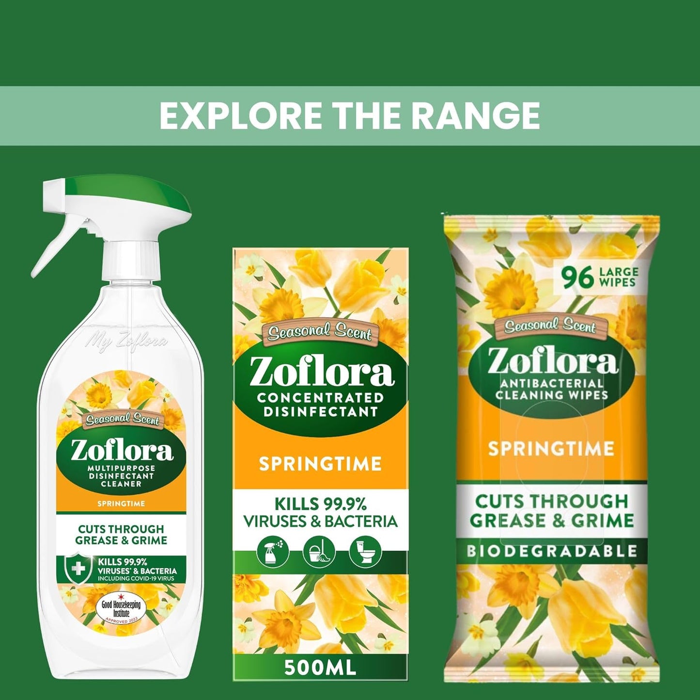 Zoflora Springtime 500ml Multipurpose Antibacterial Disinfectant – Kills 99.9% Germs