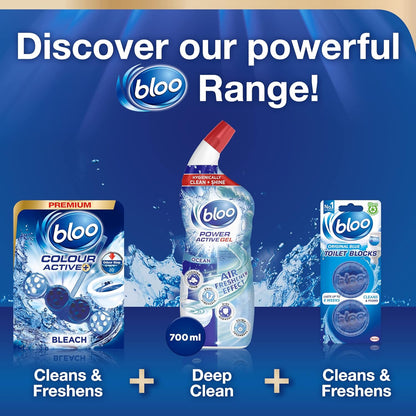 Bloo Toilet Rim Block, Bleach & Anti-Limescale, Fresh Scent, Pack of 2 Blocks