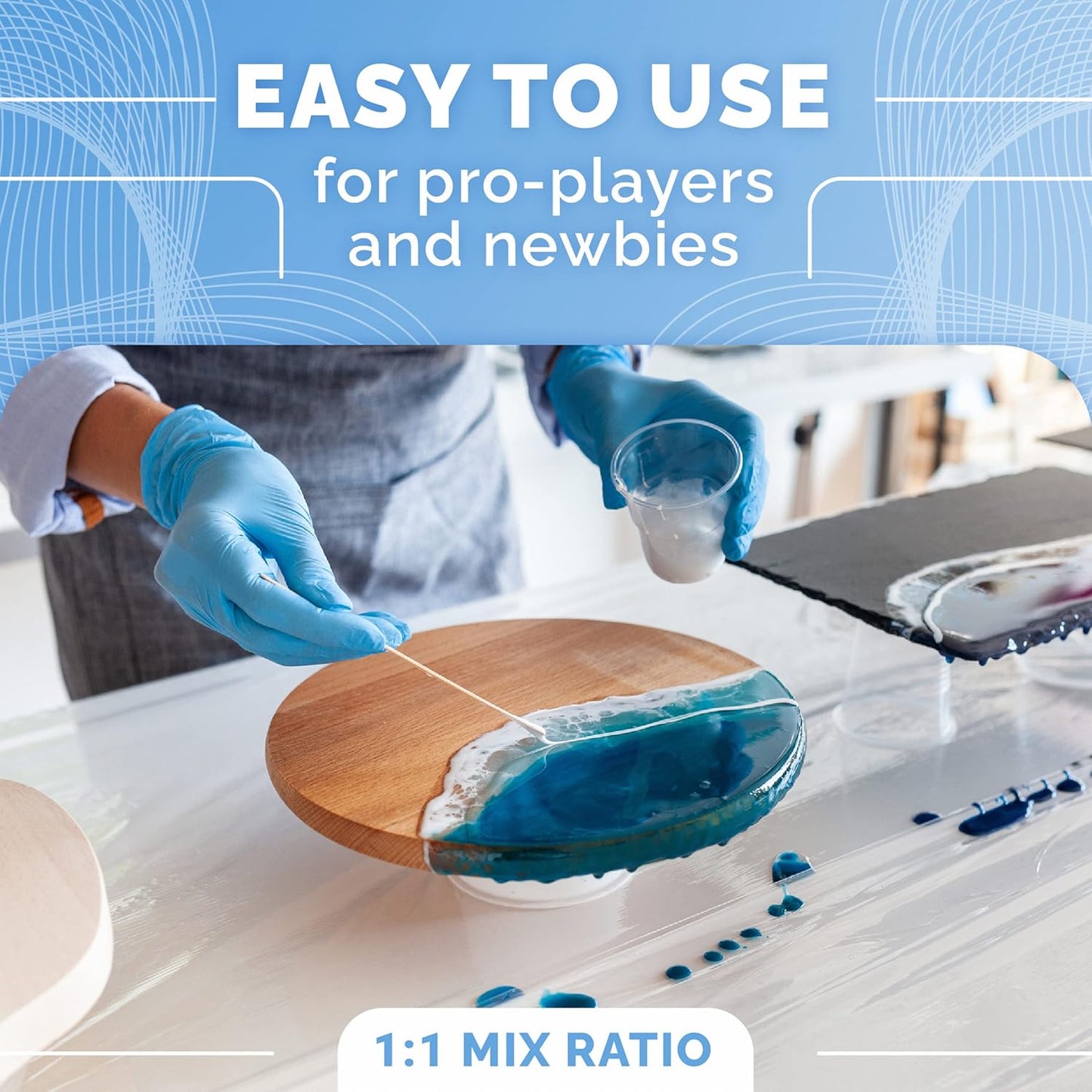 Crystal Clear Epoxy Resin Kit 1L – UV Resistant, Food Safe for Art, Wood & Crafts