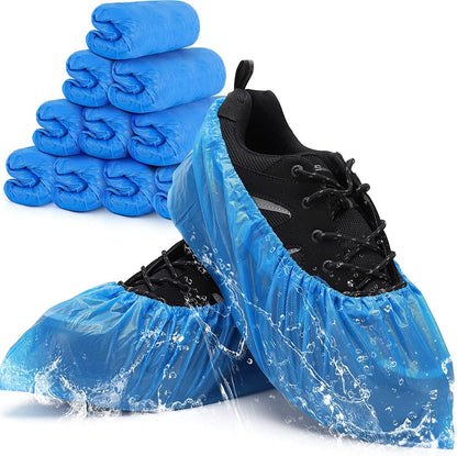 HOT BARGAINS Pack of 100 (50 Pairs) Disposable Shoes Covers Waterproof Shoe Booties Disposable Non Slip, One Size Fits All (100)