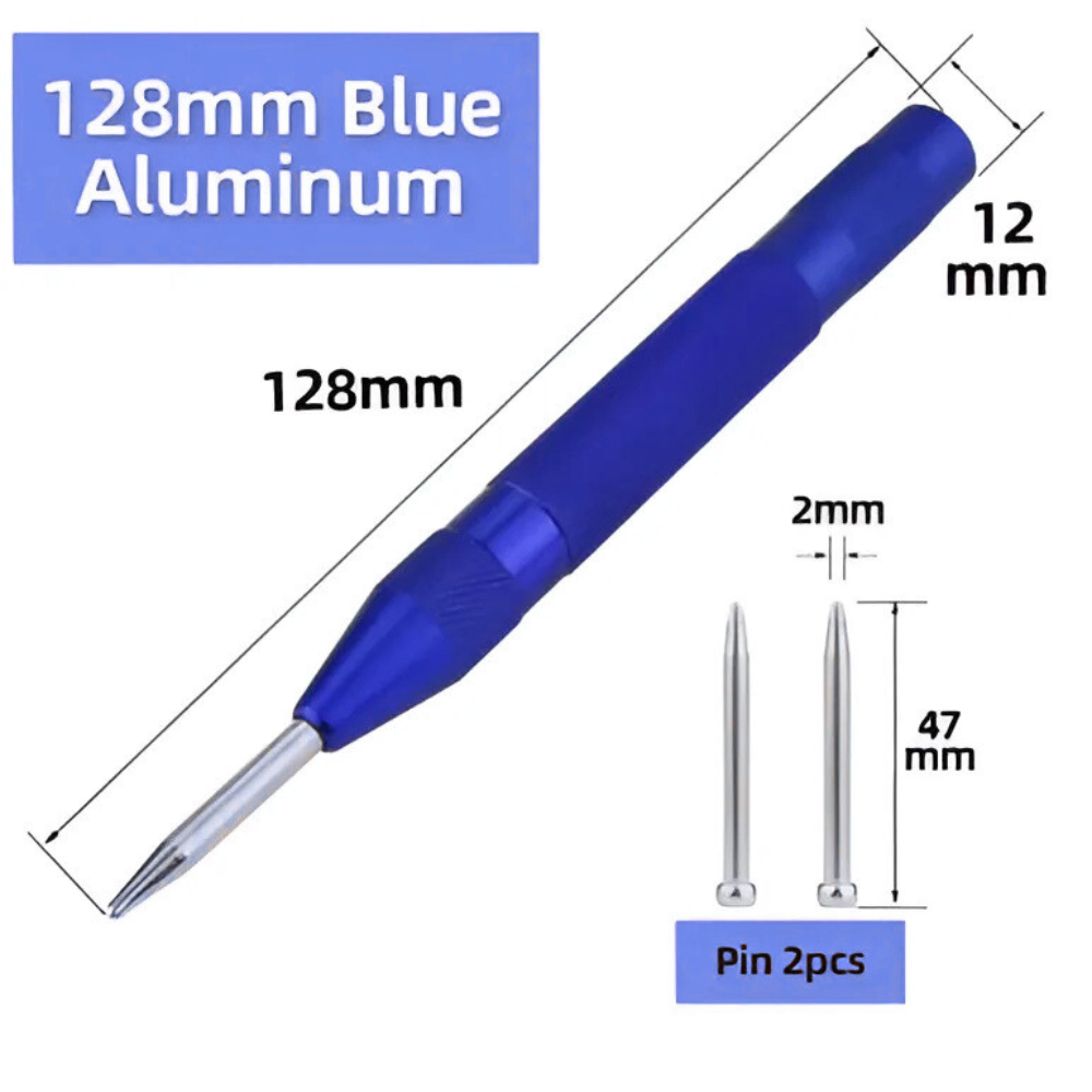 Automatic Center Punch Tool – Spring Loaded, Metal/Wood Marking for Drilling