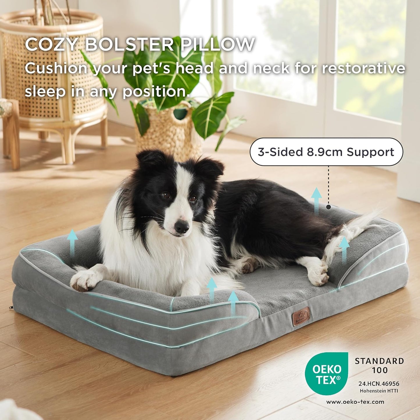 Bedsure Orthopedic Dog Sofa Bed – Washable, Waterproof, Flannel Cover, Large Size