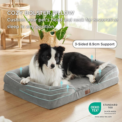 Bedsure Orthopedic Dog Sofa Bed – Washable, Waterproof, Flannel Cover, Large Size