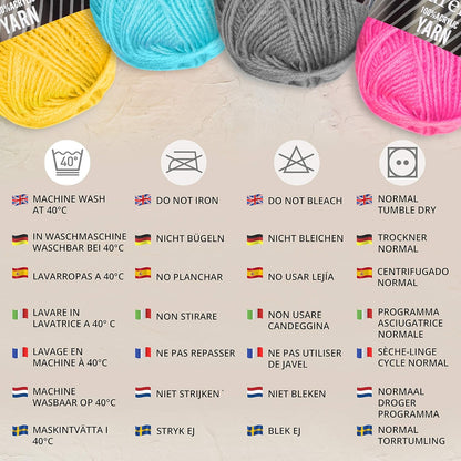 Knitting Yarn (20 Pack) - 25 Grams, 40 metres per Bundle - Assorted Colour Crochet Yarn - Acrylic Yarn Set for Crocheting and Knitting Projects