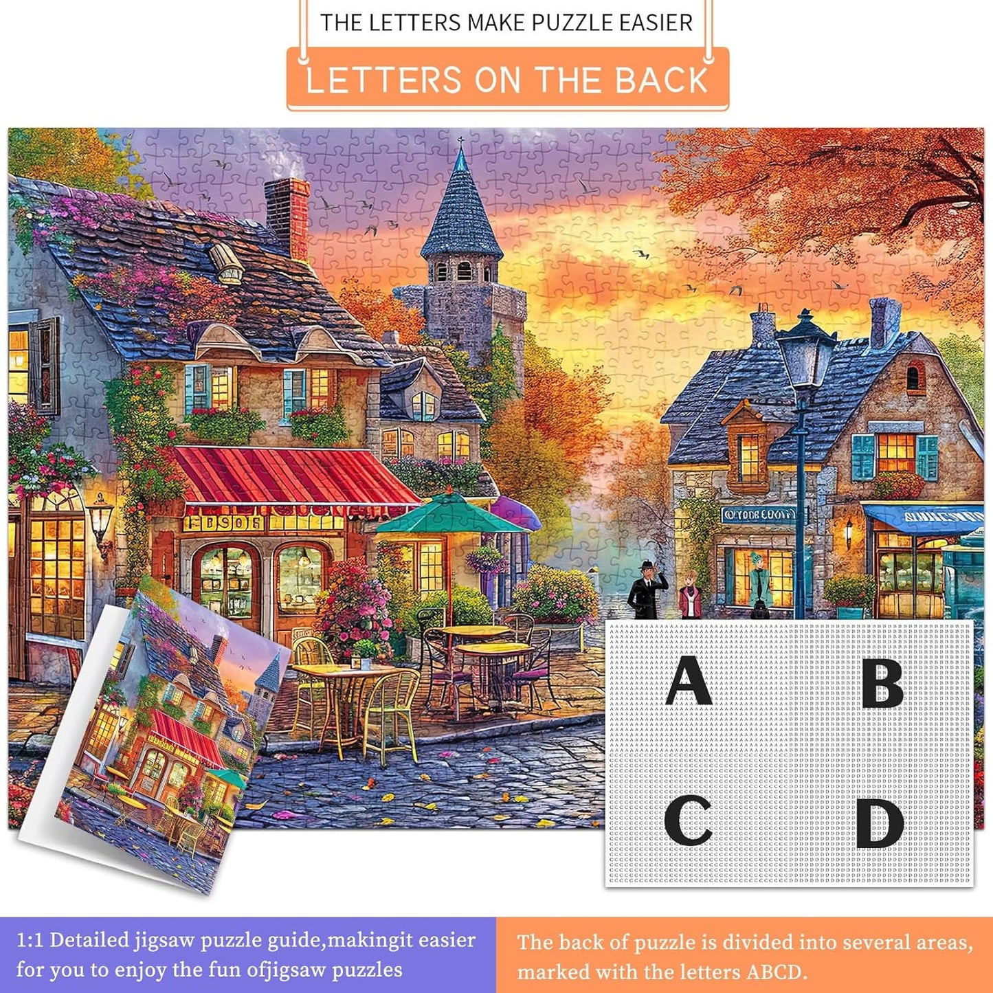 HUADADA Jigsaw Puzzles for Adults 1000 Piece Streets Scene 1000 Piece Jigsaw Puzzles for Adults Jigsaws Challenging Game