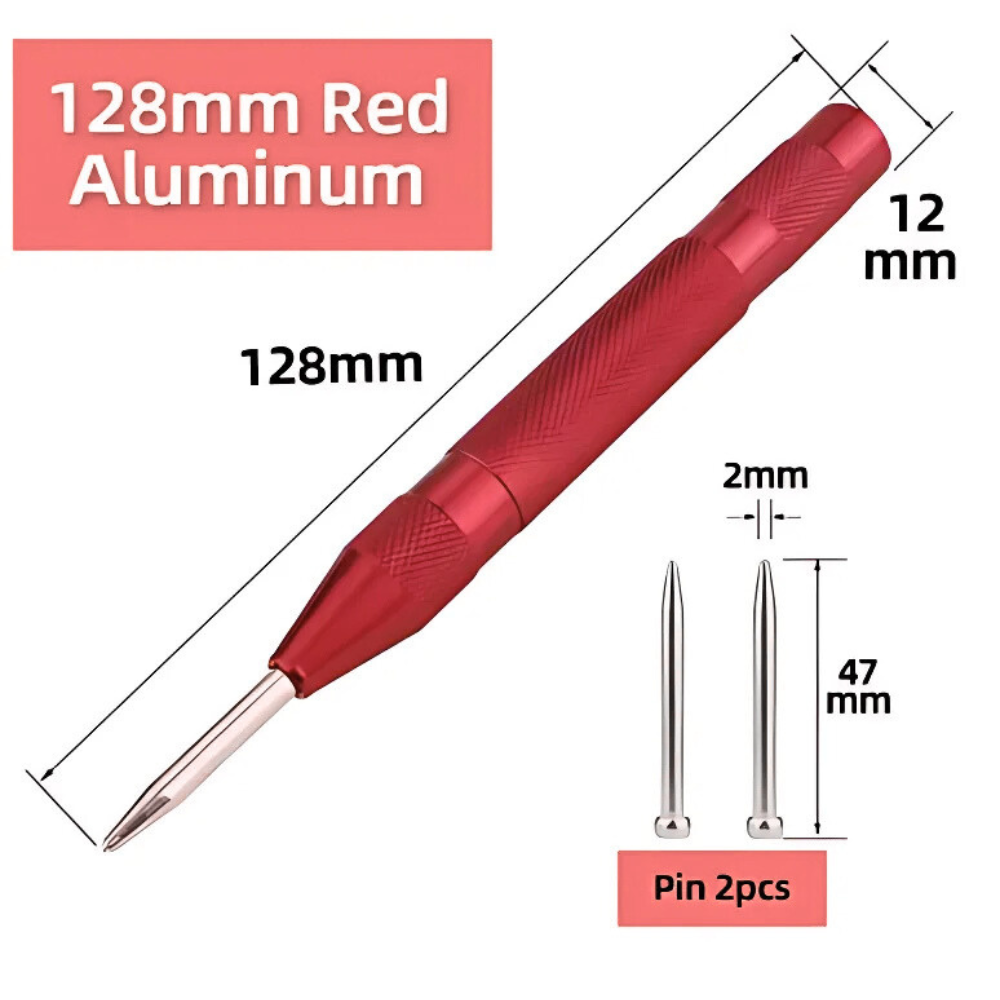 Automatic Center Punch Tool – Spring Loaded, Metal/Wood Marking for Drilling