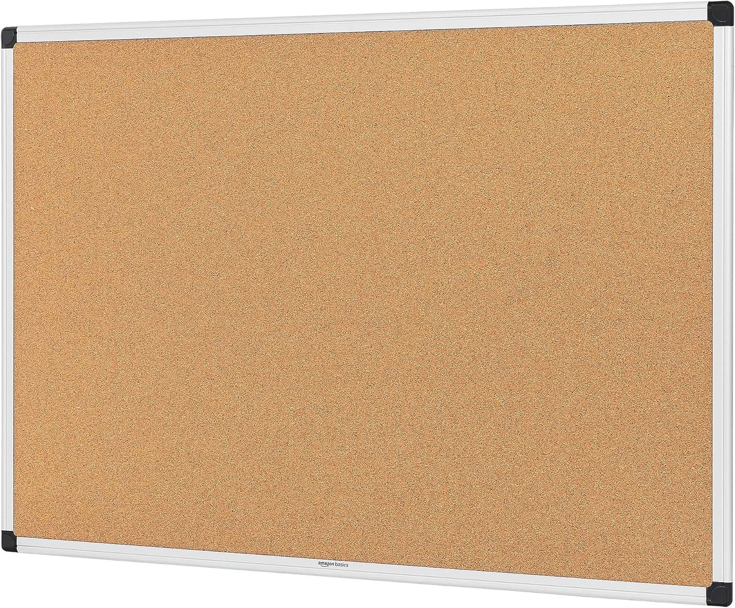 Basics Aluminum Frame Cork Notice Rectangular Board, 90cm x 60cm, Silver