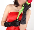 TRIXES Women's Long Black Satin Elbow Length Gloves NEW Evening Party Gloves