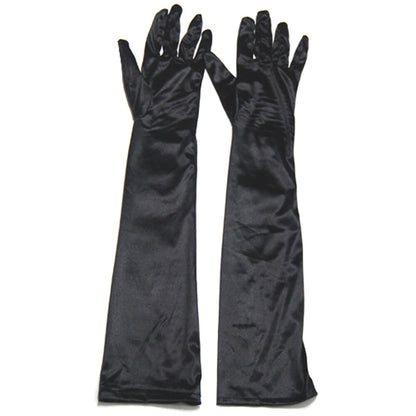 TRIXES Women's Long Black Satin Elbow Length Gloves NEW Evening Party Gloves
