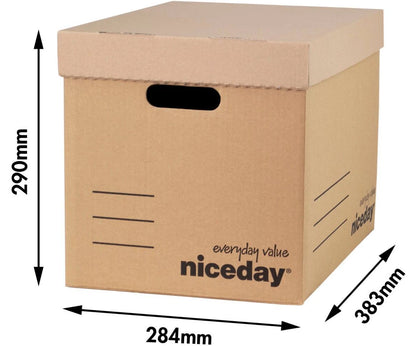 10x Niceday Economy Archive Filing Storage Box Brown 301H x 297W x 403D mm