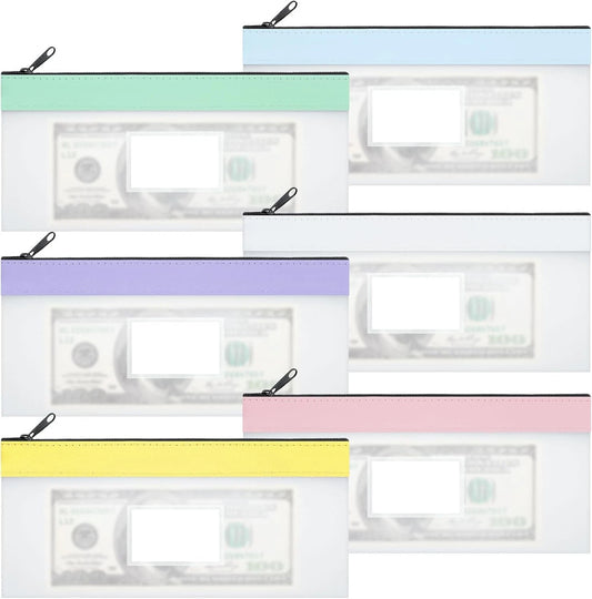 6 PCS Money Wallet for Cash, 20 * 10cm Money Bags with Slot Money Pouch Clear C
