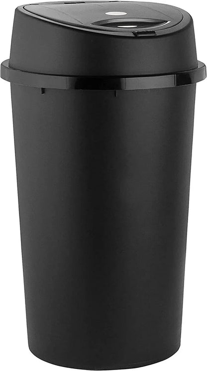 60L Black Touch Top Kitchen Bin – Large Plastic Rubbish Waste Dustbin for Home