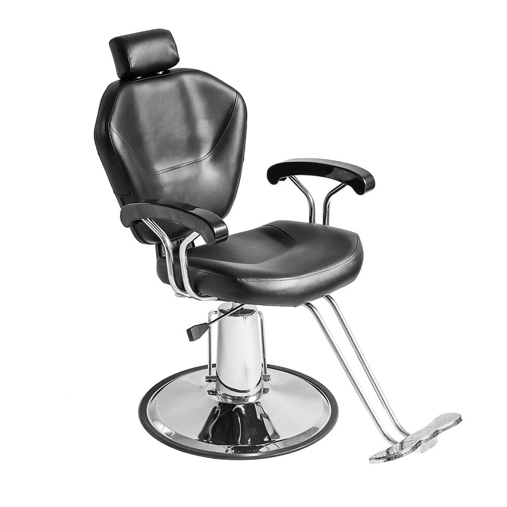 Reclining Barber Chair Swivel Salon Chair PU Leather Beauty Chair with Headrest