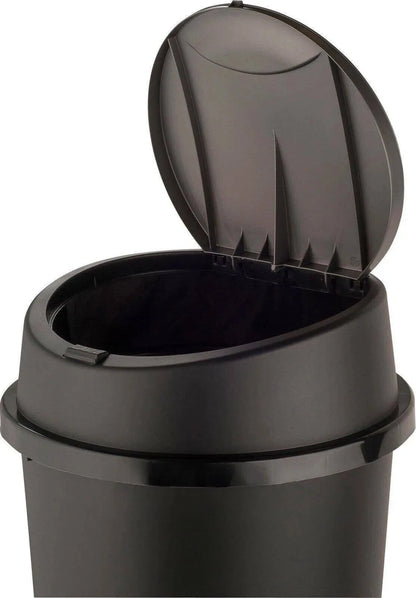 60L Black Touch Top Kitchen Bin – Large Plastic Rubbish Waste Dustbin for Home