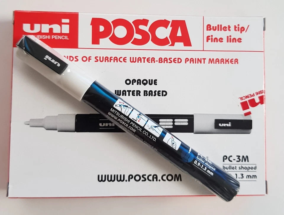 Uni Posca PC-3M WHITE Paint Marker Pens Fabric, Glass, Metal Pen - Best Quality
