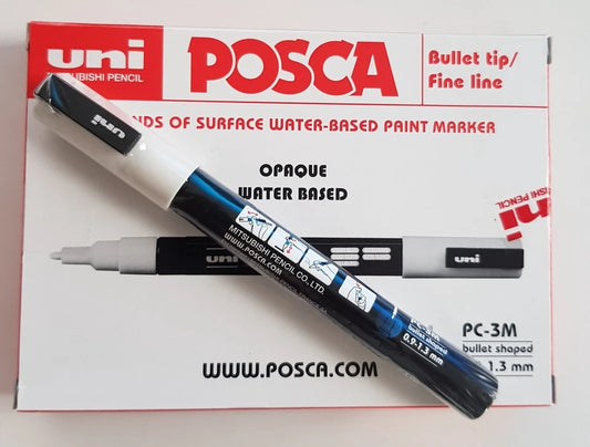 Uni Posca PC-3M WHITE Paint Marker Pens Fabric, Glass, Metal Pen - Best Quality
