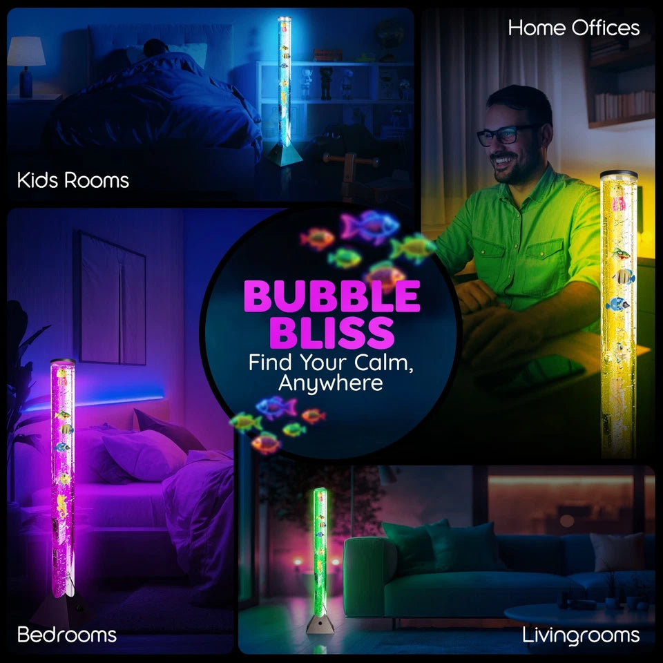 Extra Large 100cm Colour Changing LED Sensory Bubble Tube Lamp Mood Fish Water