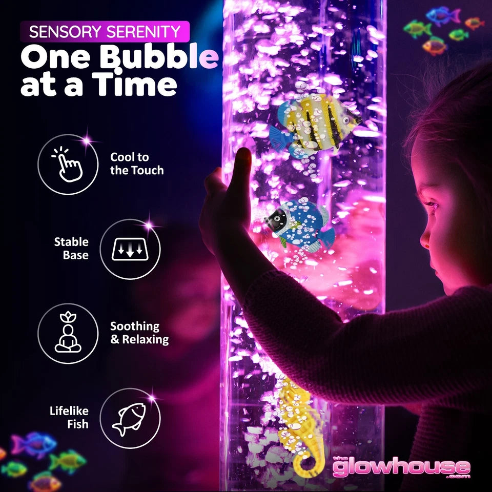 Extra Large 100cm Colour Changing LED Sensory Bubble Tube Lamp Mood Fish Water