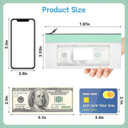 6 PCS Money Wallet for Cash, 20 * 10cm Money Bags with Slot Money Pouch Clear C
