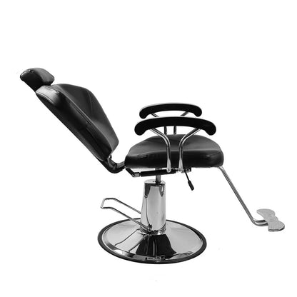 Reclining Barber Chair Swivel Salon Chair PU Leather Beauty Chair with Headrest