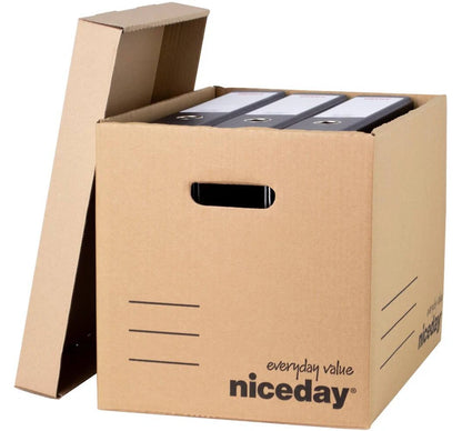 10x Niceday Economy Archive Filing Storage Box Brown 301H x 297W x 403D mm