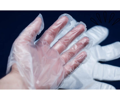 100 Disposable Plastic Gloves PE Polythene Clear Catering Food Safe Prep Clean