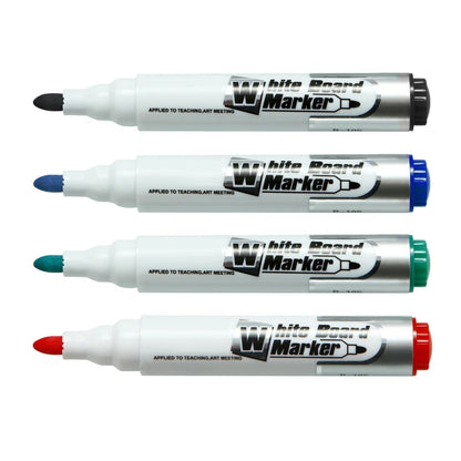 Whiteboard Drywipe Flip Chart Marker Pens Bullet Tip Dry Wipe 4 Assorted Colours