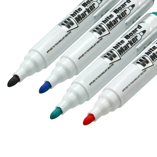 Whiteboard Drywipe Flip Chart Marker Pens Bullet Tip Dry Wipe 4 Assorted Colours